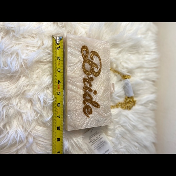 Glitter bride clutch with gold chain removable strap - Picture 5 of 5